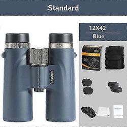 12x42 kiikarit ammattimainen HD-teleskooppi tehokas pitkän kantaman BAK4-prisma metsästykseen, ulkoiluun, ED-linssi IPX7 vedenpitävä Sininen standardi