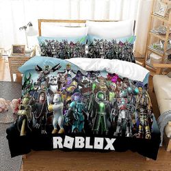 R03 Roblox 3D-tulostettu vuodevaatesetti pussilakana peitto peitto tyynyliina lasten lahja ISO-BRITANNIA 135x200cm