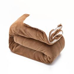 Handuo Sherpa Fleece Throw Tæpper, Flannel Plys Blanket130 * 160cm khaki
