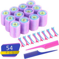 Xqday Self Grip Hair Rollers Set - Reastar 54pcs Frisør Curlers Self Holding Ruller i 3 størrelser med Duckbill Klip og Kamme - For kvinder, mænd o...