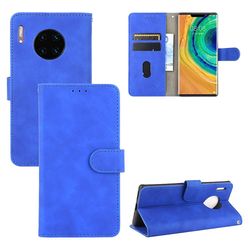 Etui til Huawei Mate 30 Pro Cover Premium læder med kortholder Flip Folio magnetisk etui Etui Coque - sort Blå