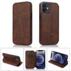 iPhone 12 Mini Case nahkainen lompakko käännettävä puhelinkotelo Ruskea