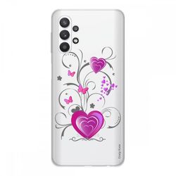 Crazy Kase Cover Til Samsung Galaxy A32 5g Soft Silicone 1 Mm, Hjerte og Butterfly