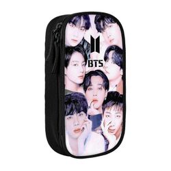 i464 BTS Penaali Rakasta itseäsi Suuren kapasiteetin kynäkotelo Kaksinkertaiset vetoketjut World Tour Jimin Suga V Jungkook RM Pen Bag Toimisto Pap...