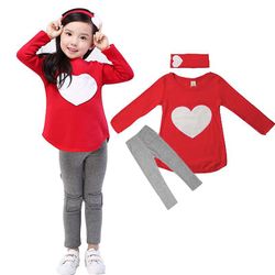 Bestener Kids Girls Heart Print Sweatshirt Toppe Bukser Outfits Sæt Rød 5-6 Years