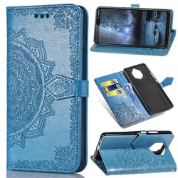 Etui til Nokia 9 Cover Læder Tegnebog Cover Prægning Mandala Magnetisk Flip Protection Stødsikker - Blå