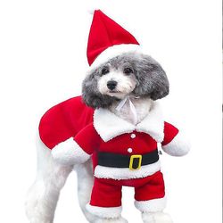 Mikasa Santa Hund Kostume Jul Pet Tøj Hvalp julefrakke med hat M