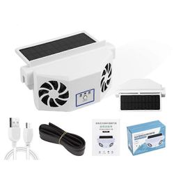 Auton jäähdytystuuletin Aurinkoenergialla toimiva jäähdytin Automaattinen ikkunan tuuletusaukko PakokaasuKUUMA Valkoinen Two.holes