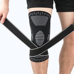 Knæ brace Mediale Støtte Stærk Kompression Protection Kneepads Skridsikker Running Vandring Soccer Basketball Knæpuder Sleeve Sort