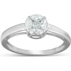 Pompeii3 1/ 2 Ct Runde Indrammet Marquise Diamond Solitaire Engagement Ring 14k hvidguld 6