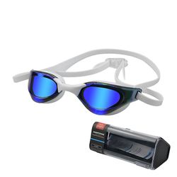 Voksen Anti-tåge UV Beskyttelse Lens Mænd Kvinder Swimming Beskyttelsesbriller Vandtæt Justerbar Silikone Svømme briller med kasser i pool Sort