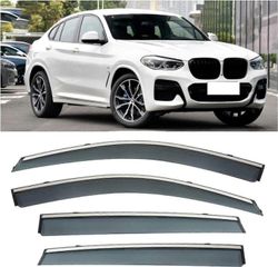 4 kpl auton tuulensuuntaimia, BMW X4 2018-2022 auton sivuikkunan visiiriin, aurinkosuojaan, varjostimeen, auton sivuikkunan suuntaimeen