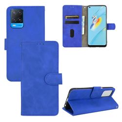 Etui til Oppo A54 4g Cover Premium læder med kortholder Flip Folio magnetisk etui Etui Coque - Sort Blå