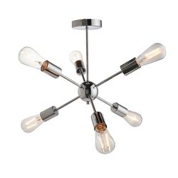 Endon Lighting Endon Rubens - 6 Light Semi Flush Light Chrome Plate, E27