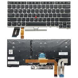 Amerikansk bakgrunnsbelyst tastatur for Lenovo Thinkpad E480 L480 L380 Yoga T480s Sølv