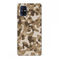 Crazy Kase Sag for Samsung Galaxy M51 blød silikone, ørken militær camouflage