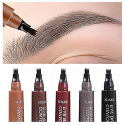 5 väri kulmakarvojen kynä vedenpitävä 4 haarukan kärki kulmakarvat tatuointikynä pitkäkestoinen luonnollinen tummanruskea nestemäinen kulmakarva Br...