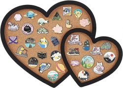 Double Heart Pin Korkkitaulu 11,8x8,39 tuuman Bulletin Display Board Seinään kiinnitettävä korkkitaulu mustalla rakastavalla kehyksellä rintakorun ...