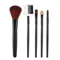 5 Makeup Børster Gennemsigtig Emballage Eye Shadow Foundation Øjenbryn Brush Makeup Brush sort