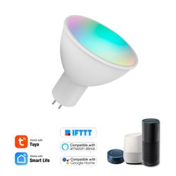WiFi Smart RGB+W+C LED-lamppu 5W GU5.3 himmennettävä valopuhelinsovellus kaukosäädin yhteensopiva Alexa Home Tmall Elfin kanssa ääniohjaukseen, 1 kpl