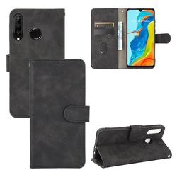 Etui til Huawei P30 Lite Cover Premium læder med kortholder Flip Folio magnetisk etui etui - sort