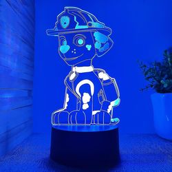 Paw Marshall Night Light Kids, 3d Led bord nattbord anime lampe, Touch lampe med 16 farger Endre og fjernkontroll for soverommet dekorasjon, Chase ...