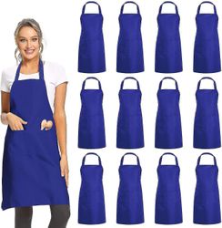 12 kpl tavallisia ruokalappuesiliinoja, joissa 2 taskua - Unisex-esiliina irtotavarana keittiöruoanlaittoon, ravintolan grillaamiseen, maalaukseen,...