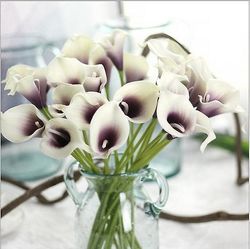Linkrunning 10 kunstige hestesko blomster, 15 tommer, velegnet til hjem køkken og bryllup dekorationer (hvid og lilla)