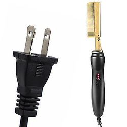 Coosilo Elektrisk glattejern Børste skæg / hår Kam, Curling Iron Hot Hair Flat Tools guld