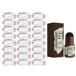 Ceyue Hairline Grooming Pande Stempel Kit genanvendelige bærbare Makeup Bryn sort 24