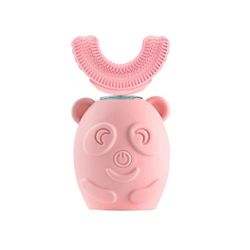 Zch Bear Mønster U-type USB Opladning Electric Børns Tandbørste Pink