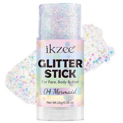 Vedenpitävä glitterpuikko, kasvojen glittermeikki, hohtava ja pitkäkestoinen, paksu glitter kasvoille/vartalolle/hiuksille/silmille/huulille, laula...