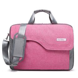 17.3 tommer bærbar taske nylon skuldertaske med rem multicompartment messenger håndtaske (lyserød)