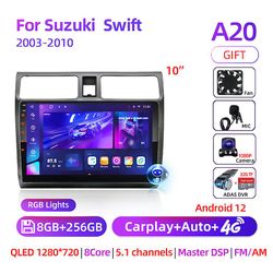 Bicaco Bilradio för Suzuki Swift 2003 2004 2005 2006 2007 2008 2009 2010 Multimediaspelare 4G Fm Android 12 Carplay Stereo GPS-dvd A20 8 256 MF 108...