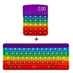 Mikasa Tastatur formet Push Pop Bubble Fidget Legetøj Sensorisk Simple Smilehul Office Game Regnbue 2