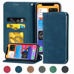 Gangxun Sag Til Iphone 12 Pro Magnetisk Lukning Læder Tegnebog Cover Housse Etui Shockproof - Blå