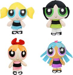 Ubiuo Pehmo 4 kpl Powerpuff Tytöt Pehmolelut Doll Bubbles Kukka Täytetyt lelut-XR1206