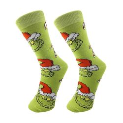 Vicbuy Menn Kvinner Christmas Grinch Strikket Sokker Par Nyhet Sokker Vinter Varm Strømpe Xmas Gift B