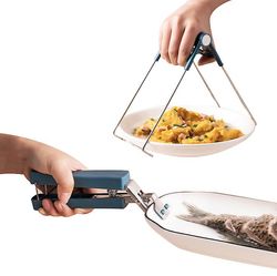 Yunshu Madlavning Hot Plate Gripper rustfrit stål skål klip sæt blå