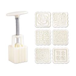 Estone 50g Moon Cake Mold 6 Frimærker Square Barrel Mooncake Håndtryk Wienerbrød Skimmel Diy Bakware