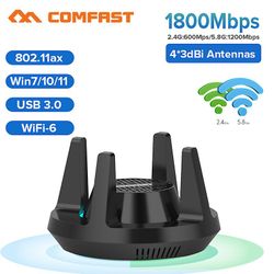 Etwork Cards & Adapters Comfast USB Wifi-adapter Wifi 6 1800mbps 2.4g/5GHz Dual Band 802.11ax Mu-mimo Wifi-adapter Usb3.0 Wifi nettverkskort for da...