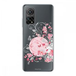 Crazy Kase Skrog til Xiaomi Mi 10t i silikone blød 1 mm, blomst og sommerfugl