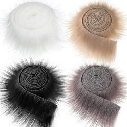 1,5m Faux Fur Ribbon Tapes Trim Fabric Roll Muhkea turkisraita Pitkä muhkea turkiskangas Pörröinen koristelu DIY-käsityöt talvipukuun Khaki 1.5M