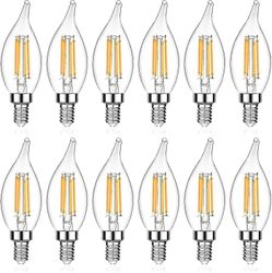 E12 Candelabra Led -lamppu, liekinkärki koristeellinen led-hehkulamppu, E12-pohja, himmennettävä, 12 kpl pakkaus