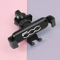 Metallinen puhelinpidike auton ilmanpoistoaukon pidike matkapuhelin auton tunnuskannatin tuki Fiat 500 500C Aegea Panda Uno Doblo Tipo musta