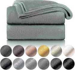 Pörröinen pehmopeitto - korkealaatuinen peitto, erittäin pehmeä fleecepeitto sohvanheittona, päiväpeite tai olohuoneen peitto Kesä vihreä 130 x 150 cm