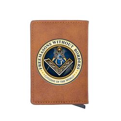 Bricks Masons Kompas og firkantet g frimurerisk tegnebog og kreditkortholder (4 farver) Brown