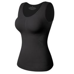 Shapewear til plus size kvinder Mavekontrol Shapewear Indbygget BH Shaping Tank Tops Slankende Body Shaper Kompression Undertøj Sort M