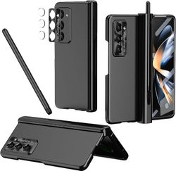 Denstyle Z Fold 5-fodral med penna, gångjärnsskydd stötsäkert fodral för Samsung Galaxy Z Fold 5 med S Pen-hållare och skärmskydd Svart