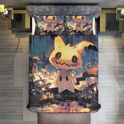 v86 Lakanat Vuodevaatteet Mimikyu Pokmon Fan Art 3-osaiset setit Full/Queen koko - käännettävät mikrokuitupeitot Shams Soft kevyt päiväpeite 240x26...
